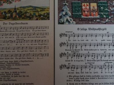 2 alte Postkarten AK Erhard Neubert Volksweisen Liedgut Weihnachtszeit Vugelbeerbaam