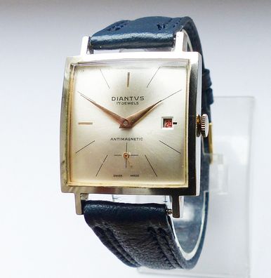 Schöne und seltene Diantus Swiss Art-deco 17Jewels Herren Vintage Armbanduhr