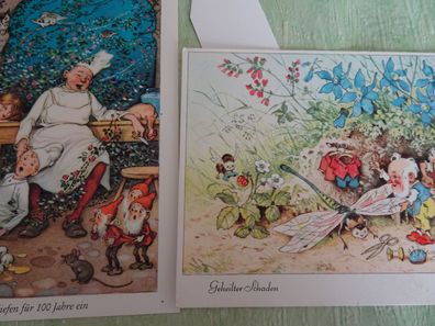2 alte Postkarten AK Oppel Hess Fritz Baumgarten Geheilter Schaden Dornröschen