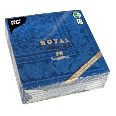 Papstar RC Servietten Ornaments dunkelblau 40 x 40cm 50 Stück