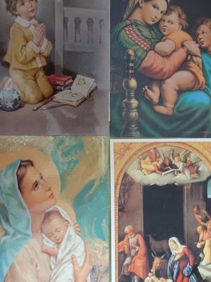 4 alte Postkarten AK Ungarn Heiligenbilder Gebet Krippe Mutter Gottes Jesus Kind