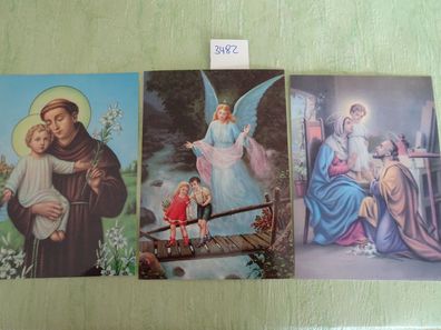 3 alte Postkarten AK Heiligenbilder Schutzpatron Schutzengel Anbetung Glaube