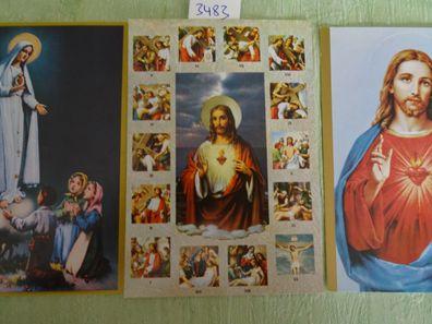 3 alte Postkarten AK Heiligenbilder Romai Katolikus Jesus Mutter Gottes Kreuzweg