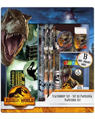 Jurassic World Schreibset mit Stiften Lineal Radiergummi und einem Anspitzer