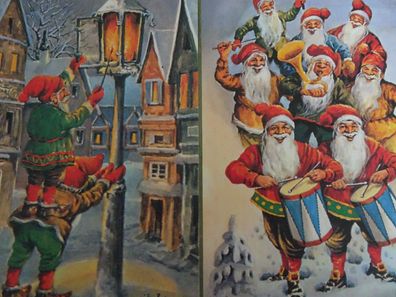 2 alte Postkarten Eliasson Erik Forsman Zwerge Wichtel Weihnachtsmann