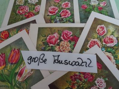 alte Postkarten Blumen wie gemalt Zum Geburtstag geprägte Schrift Nelken Rosen...