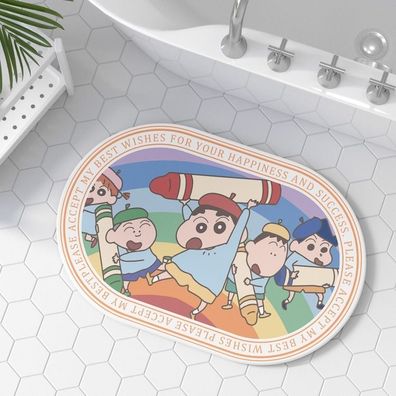 Crayon Shin-chan Oval Fußmatte Anti-slip Küche Badezimmer Boden Matte Hause Teppich