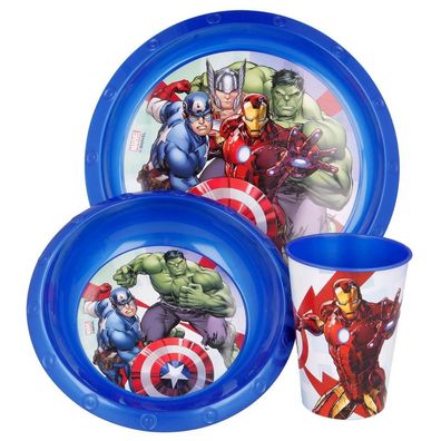 Marvel Avengers 3er Set Teller Schale Becher Tasse Schüssel Kindergeschirr