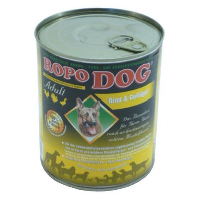 RopoDog ¦ Rind & Geflügel - 12 x 800g ¦ nasses Futter für ausgewachsene Hunde in ...