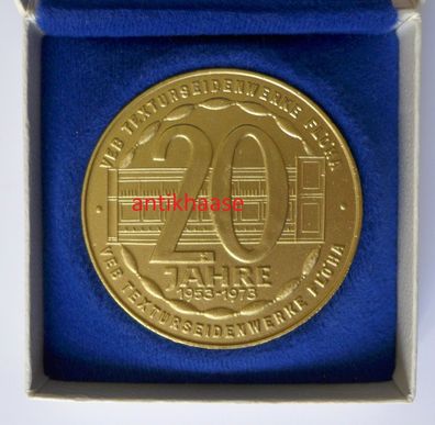 DDR Medaille VEB Texturseidenwerke Flöha 20 Jahre 1973 Betriebszugehörigkeit