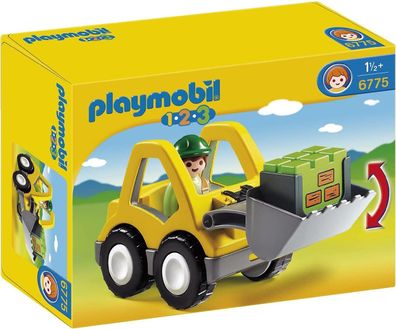 Playmobil 1.2.3 6775 Radlader, Schaufel heb- und senkbar, mit Anhängerkupplung, ...