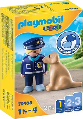 Playmobil 1.2.3 70408 Polizist mit Hund, Ab 1,5 bis 4 Jahre, Multicolor, Ab 18 ...