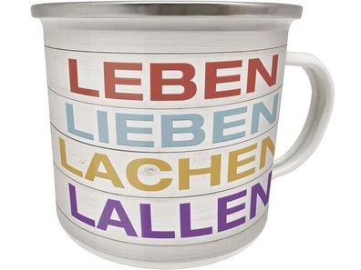 Kult Emaille Becher 0,5 L - LEBEN - LIEBEN - LACHEN - LALLEN , EB 79