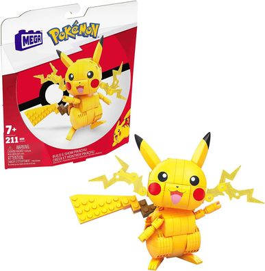 Mattel MEGA Construx GMD31 - Pokémon Medium Pikachu (10cm), Bauset mit beweglicher...