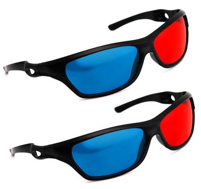 2x 3D Brille rot/ cyan (3D-Anaglyphenbrille) hochwertige 3D Brille für 3D PC-Spiele