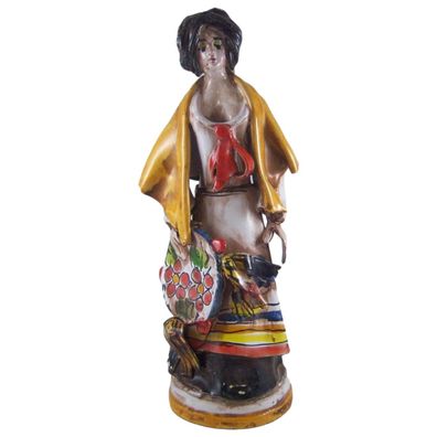 Keramik Figur Skulptur Statue Dame Frau bunt H 26 cm