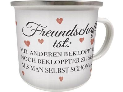 Kult Emaille Becher 0,5 L - Freundschaft IST - MIT Anderen Bekloppten, EB 82