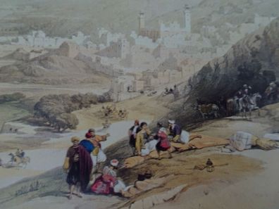 alte Postkarte Hebron 1839 Litho David Roberts Palphot Holy Land