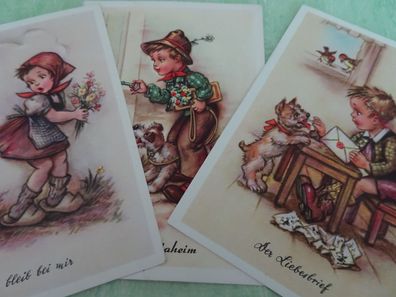 2 alte Postkarte FFV bleib bei mir Der Liebesbrief Endlich daheim Kinder wie gemalt