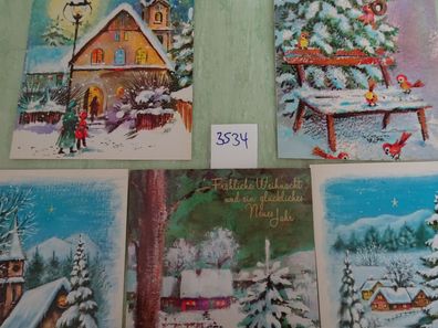 5 alte Postkarte AK Susy Card wie gemalt Weihnachten