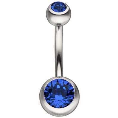 NEU ECHT OVP: Bauchnabel Piercing Edelstahl mit Kristallsteinen blau