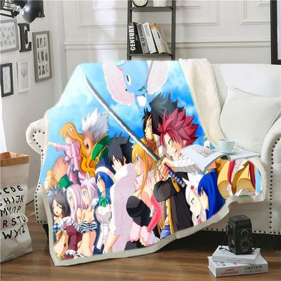 FAIRY TAIL Natsu Lucy Heartfilia Lamb Wool Warm Blanket Doppelseitig Decke Sofa Quilt