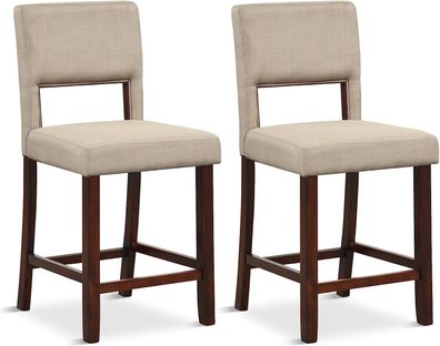 2er Set Esszimmerstühle mit Rücklehne und Holzbeinen, Polsterstuhl Küchenstuhl