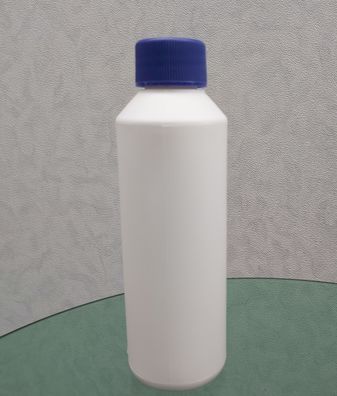 400 x 250 ml Rundflaschen HDPE weiß mit blauem Verschluss