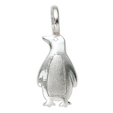 Echt. Chic. Kinder Anhänger Pinguin 925 Sterling Silber rhodiniert mattiert