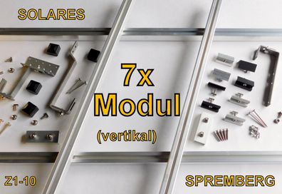 Unterkonstruktion für 7x PV-Modul auf Ziegeldach hochkant / Modulhöhe 28-50mm