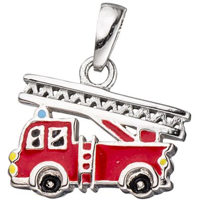 NEU ECHT OVP: Kinder Anhänger Feuerwehrauto rot 925 Silber Feuerwehr