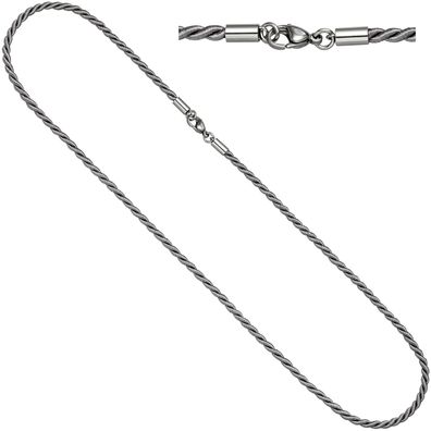 NEU ECHT OVP: Halskette Kette Nylonkordel grau 50 cm mit Karabiner aus