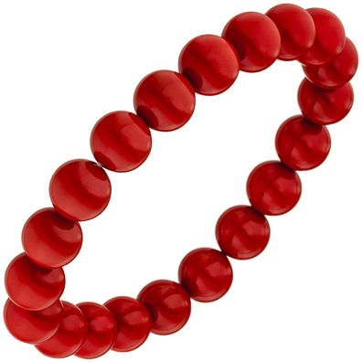 Echt. Chic. Armband Muschelkern Perlen rot 19 cm Perlenarmband elastisch