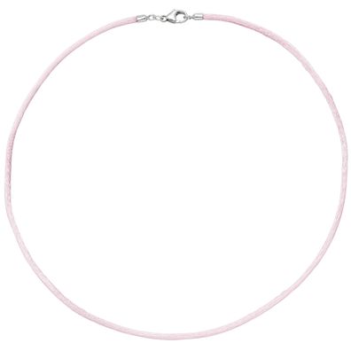 Echt. Chic. Collier Halskette Seide rosé 42 cm, Verschluss 925 Silber Kette