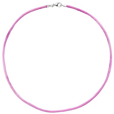 Echt. Chic. Collier Halskette Seide pink 42 cm, Verschluss 925 Silber Kette