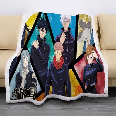 Anime Jujutsu Kaisen Lamb Wool Blanket Itadori Yuji Ryomen Sukuna Decke Sofa Quilt