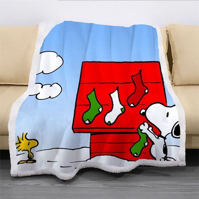 Snoopy Woodstock Charlie Brown Lamb Wool Blanket Decke Sofa Quilt Weihnachten Gift
