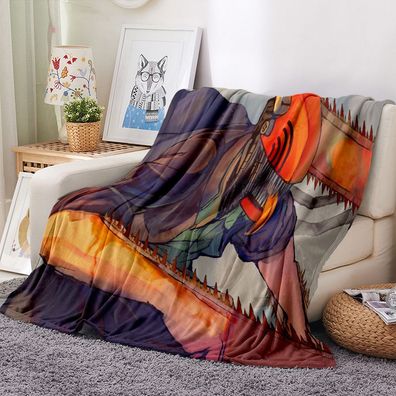 3D Chainsaw Man Denji Makima Pochita Flannel Fleece Blanket Warm Decke Nap Quilt