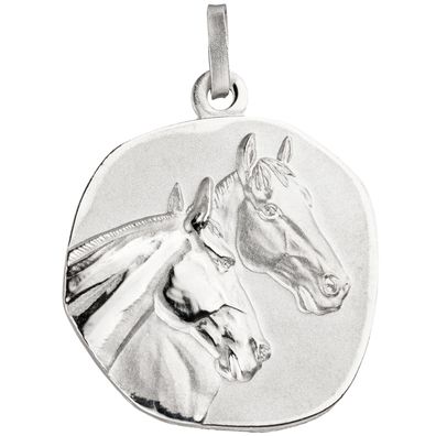 Anhänger Pferde Pferdeköpfe 925 Sterling Silber matt mattiert Silberanhänger
