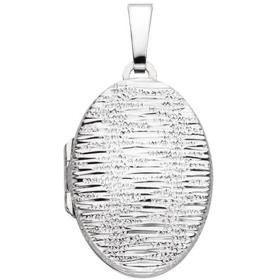 Echt. Chic. Medaillon oval 925 Sterling Silber mit Struktur für 2 Fotos