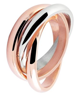 Akzent 5060235-60 Damen-Ring aus Edelstahl, bicolor Ringgröße: 60