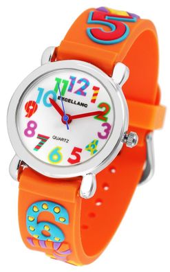 Excellanc 4500020-004 Kinderuhr mit Silikonarmband "Zahlen" orange