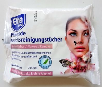 Elina med Pflegende Gesichtsreinigungstücher - 20 St. Abschminktücher ohne Alkohol