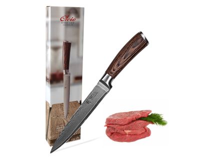 Wakoli EDIB Fleischmesser 18cm Klinge Damast Messer Küchenmesser Pakkaholzgriff