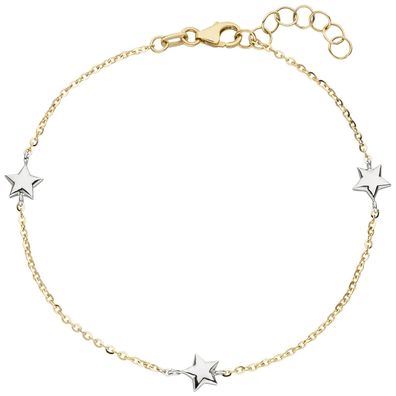 Echt. Edel. Armband Stern Sterne 375 Gold Gelbgold Weißgold bicolor diamanti