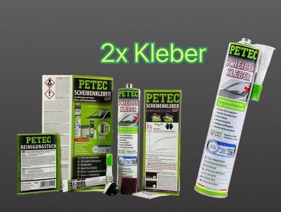 PETEC Scheibenkleber-SET 2x 310ml Kartuschen Scheiben-Kleber Front Heckscheibe