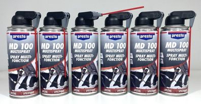 6x Presto MD 100 Multi-Spray 400 ml Rostlöser Schmierstoff Multifunktionsspray