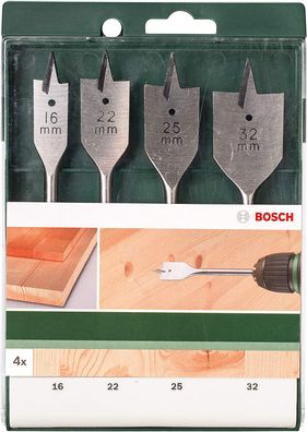 Bosch 4tlg. Flachfräsbohrer-Set mit 1/4 Zoll-Sechskantschaft