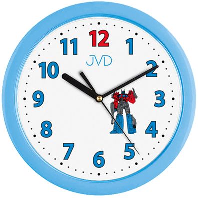 Sonderaktion! JVD H12.6 Wanduhr für Kinder Kinderwanduhr Roboter blau hellb