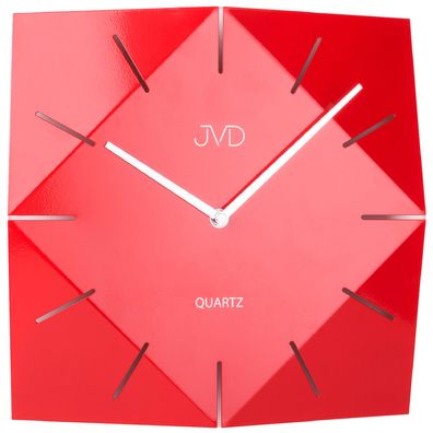 Sonderaktion! JVD HB21.1 Wanduhr Quarz analog Metall rot viereckig modern